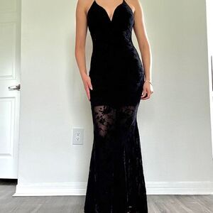 Papaya black velvet burnout maxi dress